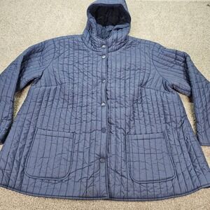 CENTIGRADE Womens Quilted Hooded Jacket Blue Purple Full Snap‎  Pockets Size 2X